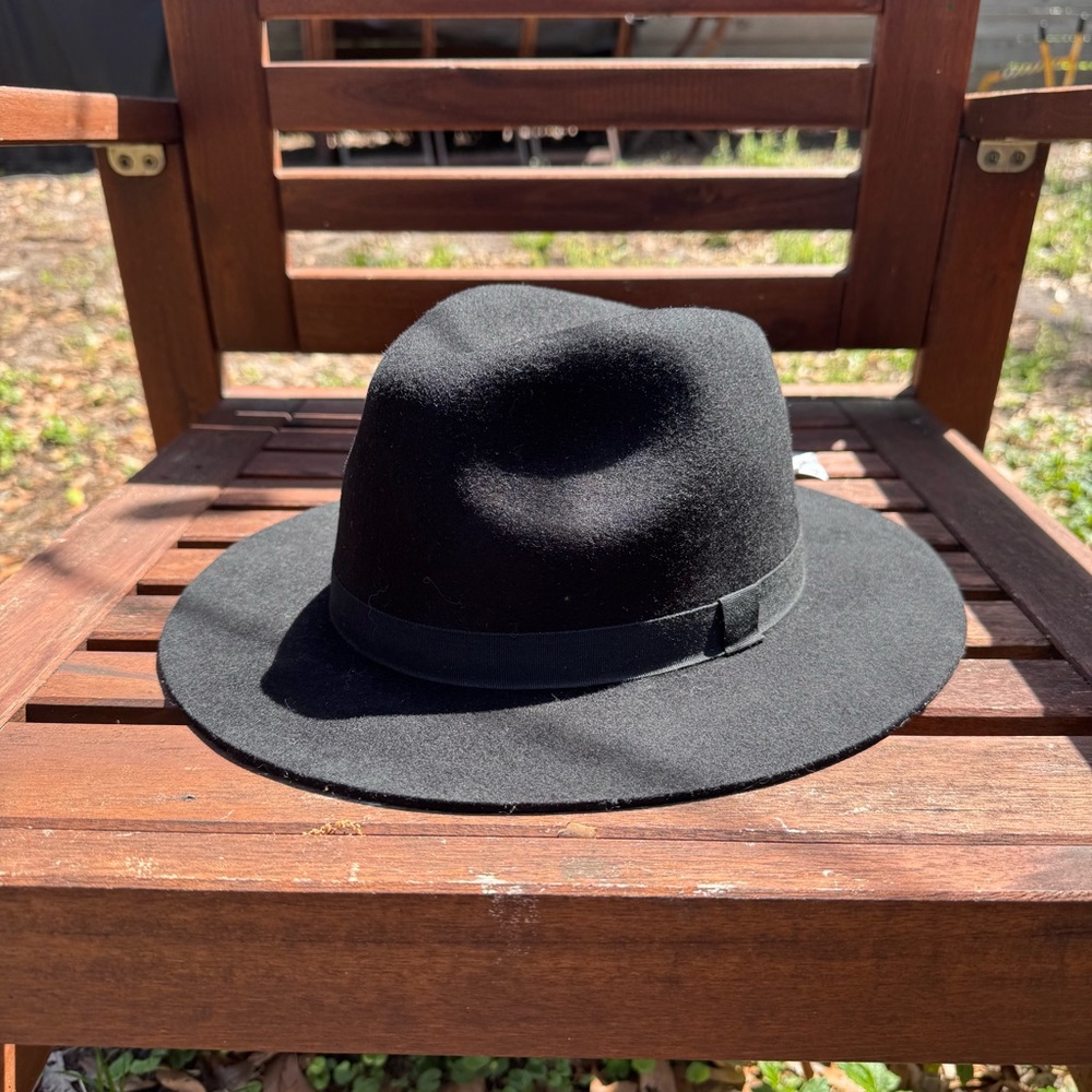 H&M Black Wool Fedora Size L 60 NWT